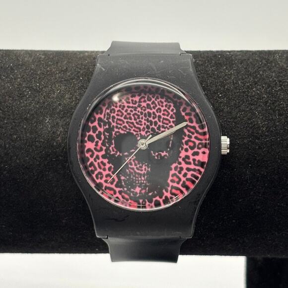 Pink Cheetah Print Skull Watch - Picture 1 of 5